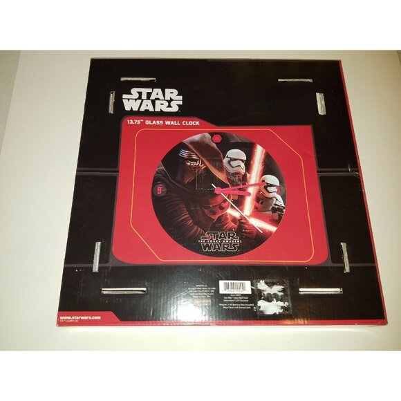 Disney Star Wars 13.75" Glass Wall Clock The Force Awakens NEW - Picture 2 of 2